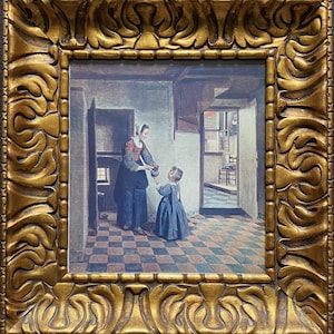 Exceptional Antique Carved Giltwood & Gesso Glazed Frame Inc Print (1of4)