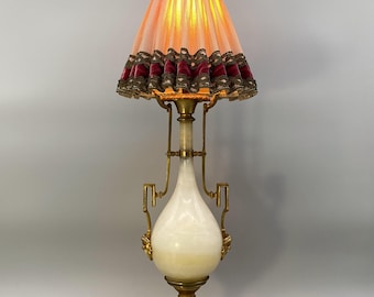 c. 1920 Superb Quality Antique French Amphora Lamp Onyx Gilt Metal Paw Feet