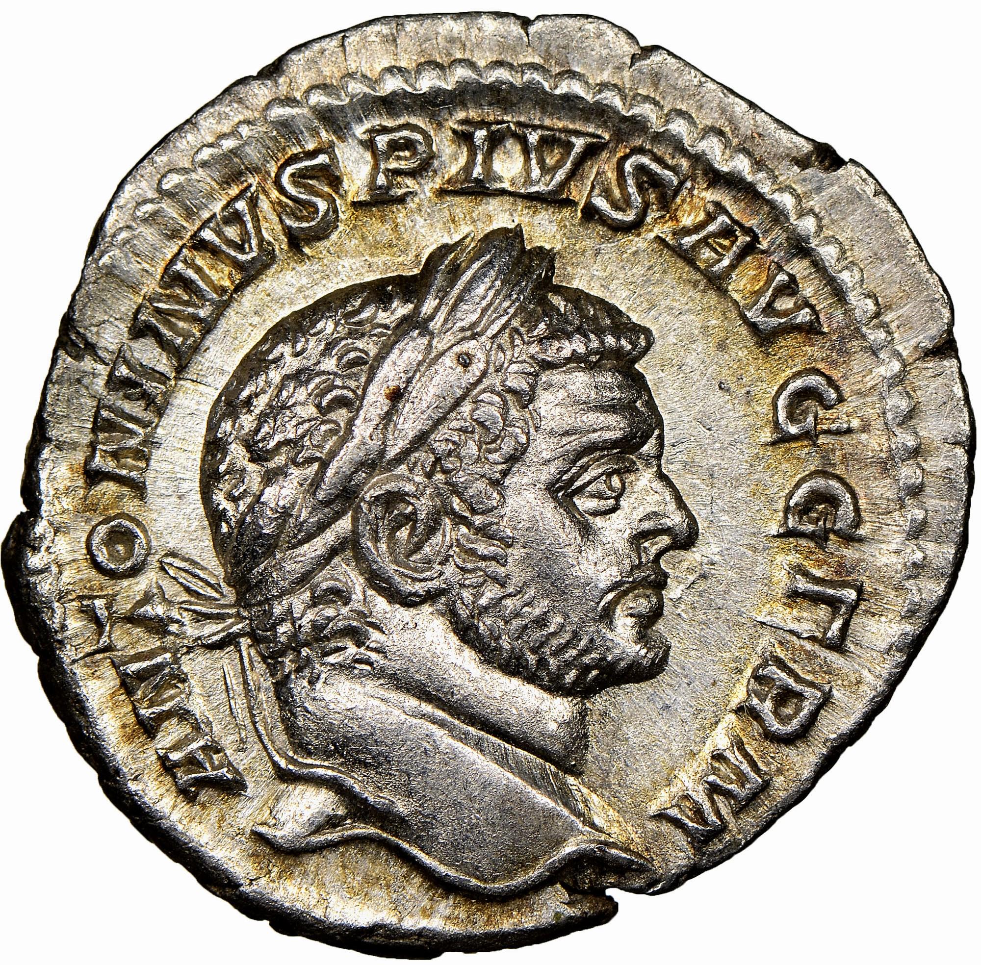 Ancient Roman Empire Caracalla (AD 198-217) Silver Denarius Coin 