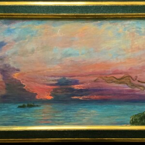 The Last Throw&#39; Original Signed 1972 Vintage Seascape Oil On Board Painting