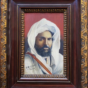 Fine Late 19th-Century Oil on Panel Portrait Painting Of An Arabic Gent