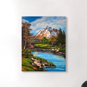A Pretty Autumn Day Canvas Print | Original Oil Painting Canvas Print | Bob Ross Style