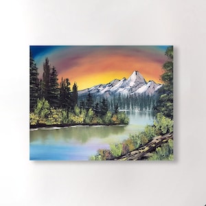 Hide A Way Cove Canvas Print | Original Oil Painting Canvas Print | Bob Ross Style