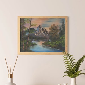 Berg Pracht Poster | Original Ölgemälde Fotodruck | Bob Ross-Stil