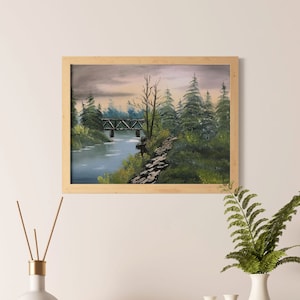 Der Steg Poster | Original Ölgemälde Fotodruck | Bob Ross-Stil