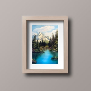 Valley View Print | Original Oil Painting Photo Print | Bob Ross Style