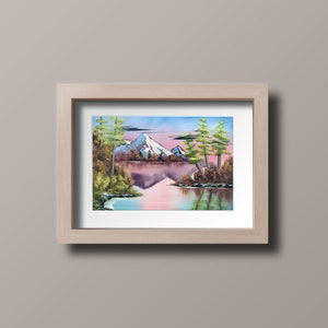 Original Ölgemälde Fotodruck | Reflexionen | Bob Ross-Stil