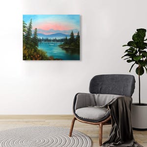 Island in the Wilderness Canvas Print | Original Oil Painting Canvas Print | Bob Ross Style