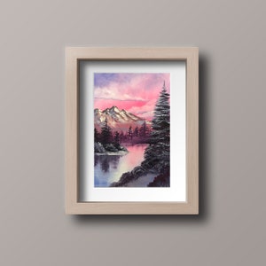 Winter Paradies Poster | Original Ölgemälde Fotodruck | Bob Ross-Stil