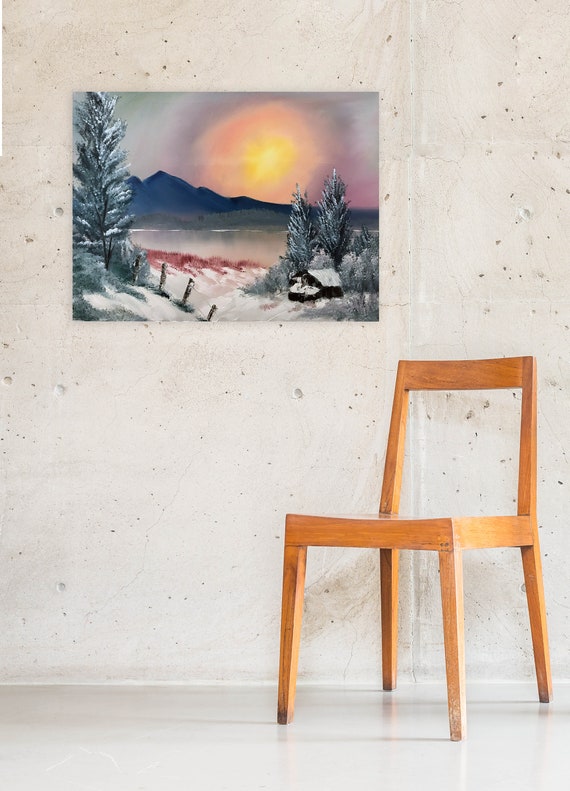 Winter Glow Bob Ross Style Original Landscape Oil Painting - Etsy Canada