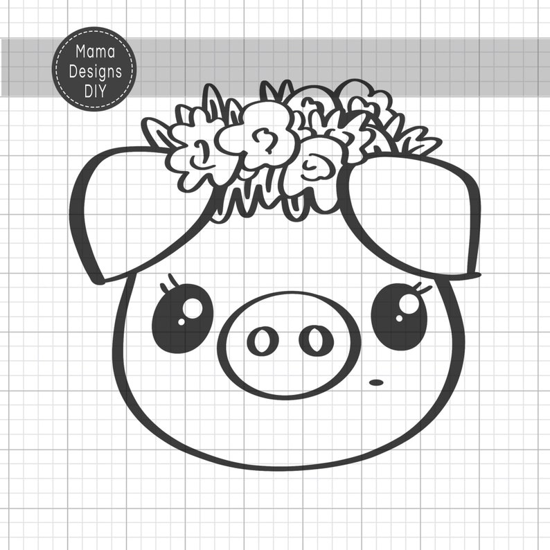 Download Flower Crown Piggy SVG PNG Flower Crown Pig Flower Child | Etsy
