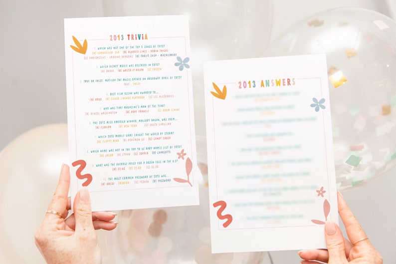 2013 Trivia Printable, 11th Birthday Games, 11th Anniversary Game