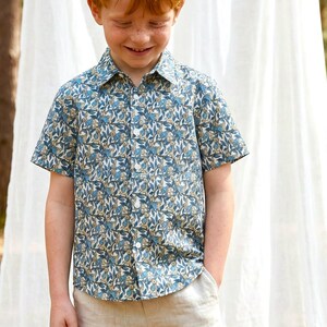 Liberty London Peter Rabbit Short-sleeved Button-up Shirt, Handmade Chemise, Sustainable Personalised Clothing, Customised Children-wear