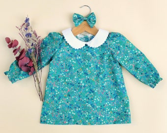 Liberty London Girl Blouse | Girl Floral Outfit | Kids Floral Shirt | Long Sleeve Girl Blouse | Girl Collar Blouse | Floral Print Girl Shirt