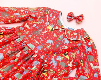 CHRISTMAS Liberty London Dress, Peter Pan Collar, Long Sleeve Dress, Liberty Print dress, Floral Print Dress, Christmas Liberty Print Dress