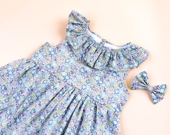 Vestido de niña sin mangas con cuello con volantes de Liberty London