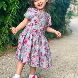 Liberty London dress - Floral Print Girl Dress - short sleeve dress - Liberty Ciara - Liberty London Fabric - Liberty Print