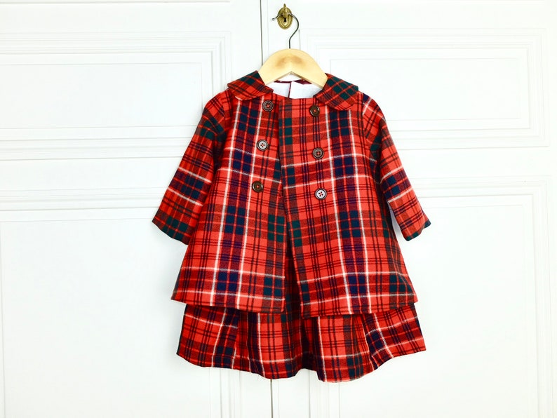 CHRISTMAS dress,Red tartan,baby Christmas dress,robe Noel b\u00e9b\u00e9,baby blouse,peter pan collar,baby dress,baby tartan dress,christmas outfits