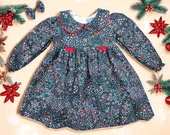 CHRISTMAS Liberty London Dress, Peter Pan Collar, Long Sleeve Dress, Liberty Print dress, Floral Print Dress, Christmas Liberty Print Dress