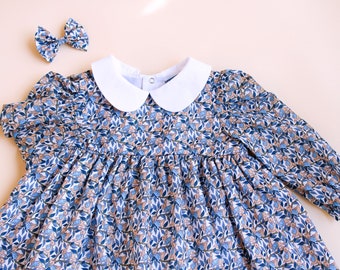 Robe fille Liberty London | Robe fille à fleurs | Robe soleil d'été fille | Robe imprimée fleuri fille | Robe en coton pour enfant | Robe fleurie pour bébé