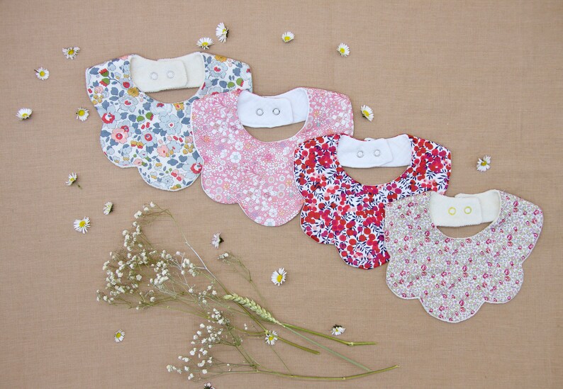 SET 4 Liberty bibs,baby bib,Liberty London bib,Liberty scalloped bibs,Liberty bandana,Liberty burp cloth,Liberty drool bib,Easter bib baby