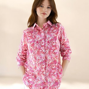 Liberty Print Shirt, Liberty London Blouse, Pointed Collar, Floral Print Shirt, Long Sleeve Shirt, Liberty of London, Liberty Fabric Shirt