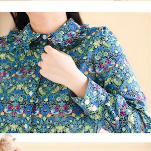 Liberty Dress Shirt, Liberty Print Blouse, Peter Pan Collar, Ruffle Trim Collar, Liberty London Shirt, Long Sleeve Shirt, Floral Print Shirt