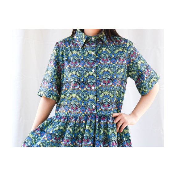 LIBERTY Loose Fit Shirt Dress Liberty of London Floral Print Fabric Half Sleeves Dress Ditsy Floral Mid Length Dress Liberty London Etsy UK