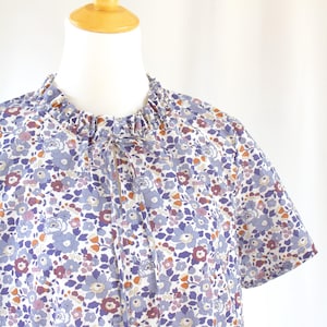 Liberty London Floral Print Blouse: Ruffle Collar Cotton Top