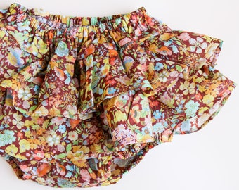 Bloomer fleuri | Liberty Londres | Maillot de bain bébé fleurs | Bas pour bébé à volants | Couvre-couche à volants | Bloomer en coton pour fille | Protège-couche