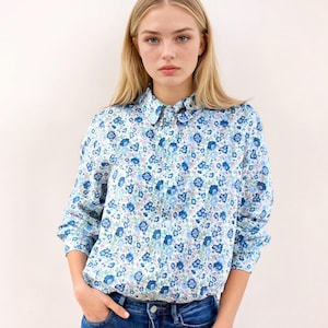 Liberty Print Shirt, Liberty London Blouse, Pointed Collar, Floral Print Shirt, Long Sleeve Shirt, Liberty of London, Liberty Fabric Shirt