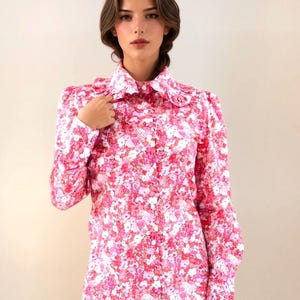 Liberty Dress Shirt, Liberty Print Blouse, Peter Pan Collar, Ruffle Trim Collar, Liberty London Shirt, Long Sleeve Shirt, Floral Print Shirt