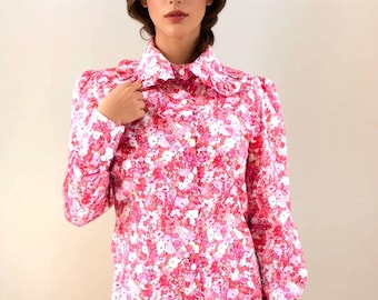 Liberty Dress Shirt, Liberty Print Blouse, Peter Pan Collar, Ruffle Trim Collar, Liberty London Shirt, Long Sleeve Shirt, Floral Print Shirt