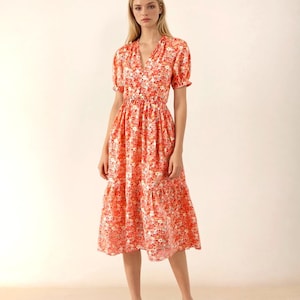 V Neck Dress, Liberty of London Dress, Short Sleeve Dress, Floral Print Dress, Liberty Print Fabric, Liberty Clothing, Liberty Smock Dress
