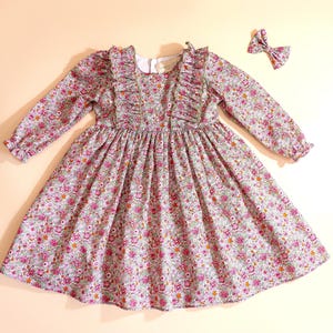 Liberty London Girl Dress: Floral Print Dress, Long Puffy Sleeve