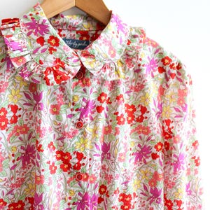 Liberty Dress Shirt, Liberty Print Blouse, Peter Pan Collar, Frill Edge Collar, Liberty London Shirt, Long Sleeve Shirt, Floral Print Shirt