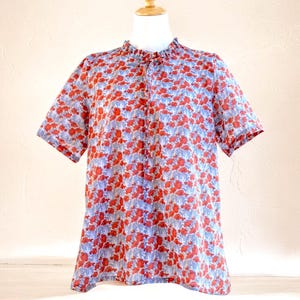 Liberty London Floral Print Blouse: Ruffle Collar Cotton Top