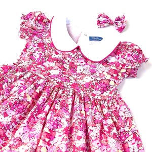 Liberty Girl Dress, Short Sleeve Dress, Peter Pan Collar Dress, Flower Girl Dress, Liberty Print Fabric, Botanical Dress, Floral Print Dress