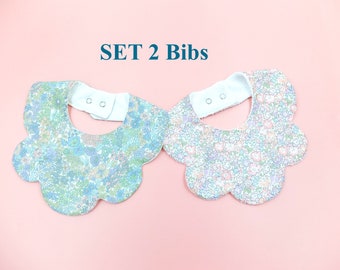 Floral Baby Girl Bib, Flower Print Baby Girls Bibs, Handmade Bandana Bibs, Summer Kids Bibs, Baby Girl Cloth Accessories | Liberty London