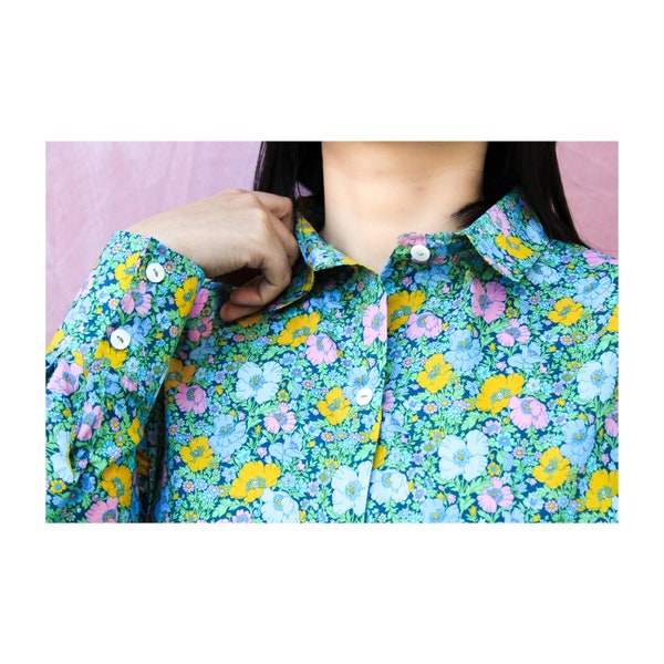 Liberty London Floral Blouse | Womens Dress Shirt | Floral Classic Shirt | Long Sleeve Shirt | Flower Print Cotton Blouse | Botanical Blouse