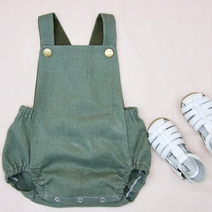 Unisex Linen baby bubble romper- made with Liberty of London fabrics