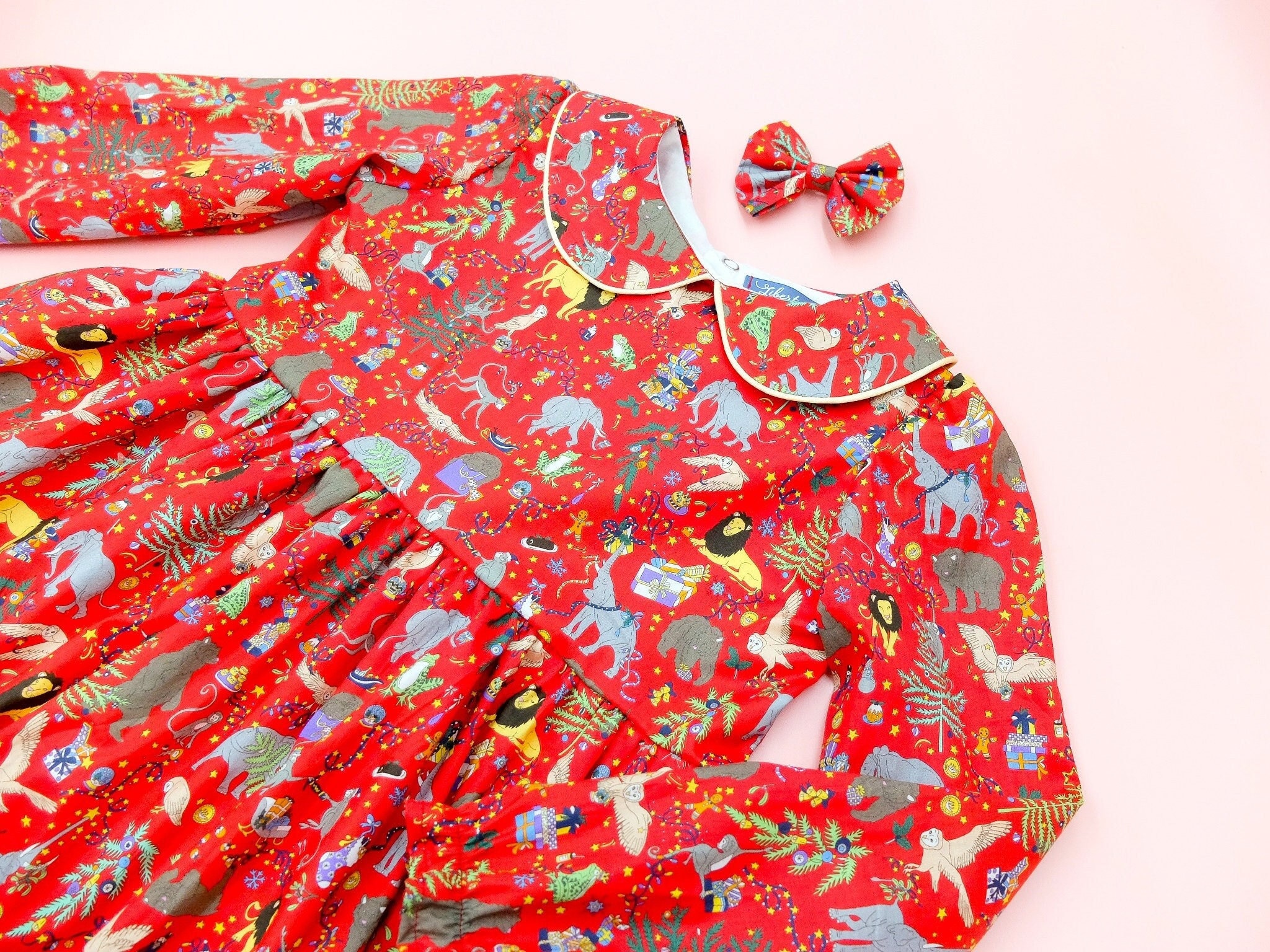CHRISTMAS Liberty London Dress, Peter Pan Collar, Long Sleeve Dress, Liberty Print dress, Floral Print Dress, Christmas Liberty Print Dress