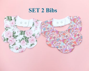 Floral Baby Girl Bib, Flower Print Baby Girls Bibs, Handmade Bandana Bibs, Summer Kids Bibs, Baby Girl Cloth Accessories | Liberty London