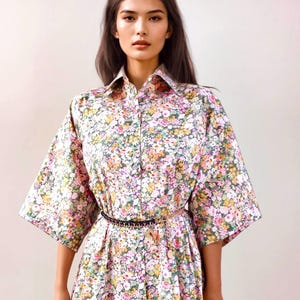 Oversize Liberty Dress, Liberty Shirt Dress, Liberty Midi Dress, 3/4 Sleeve Dress, Kimono Dress, Button Through Dress, Floral Print Dress