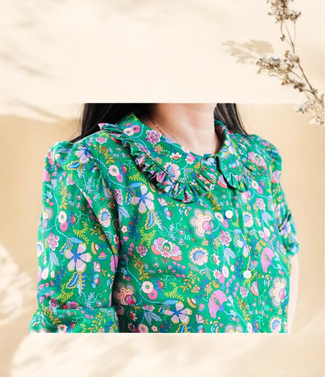 【美品】ヌキテパLiberty Print Shirring Blouse 美品】ヌキテパLiberty Print Shirring Blouse