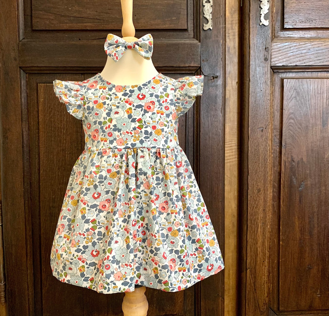 Dorothy Girls Dress With Liberty Print - Grey main image 0
