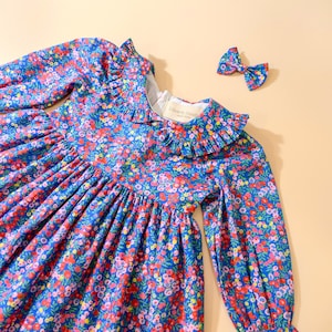 Wiltshire Liberty London Dress With Frilled Edge Peter Pan Collar And Long Sleeves