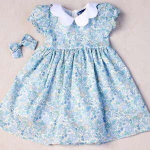 Robe fille Liberty London Robe fille à fleurs Robe soleil d'été fille Robe imprimée fleuri fille Robe en coton pour enfant Robe fleurie pour bébé image 4