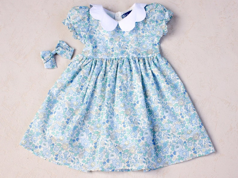 Robe fille Liberty London Robe fille à fleurs Robe soleil d'été fille Robe imprimée fleuri fille Robe en coton pour enfant Robe fleurie pour bébé image 4