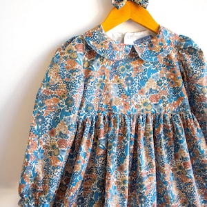 Liberty Print Dress, Peter Pan Collar, Long Sleeve Dress, Liberty of London, Liberty Print Dress, Back To School, Autumn Dress, Botanical